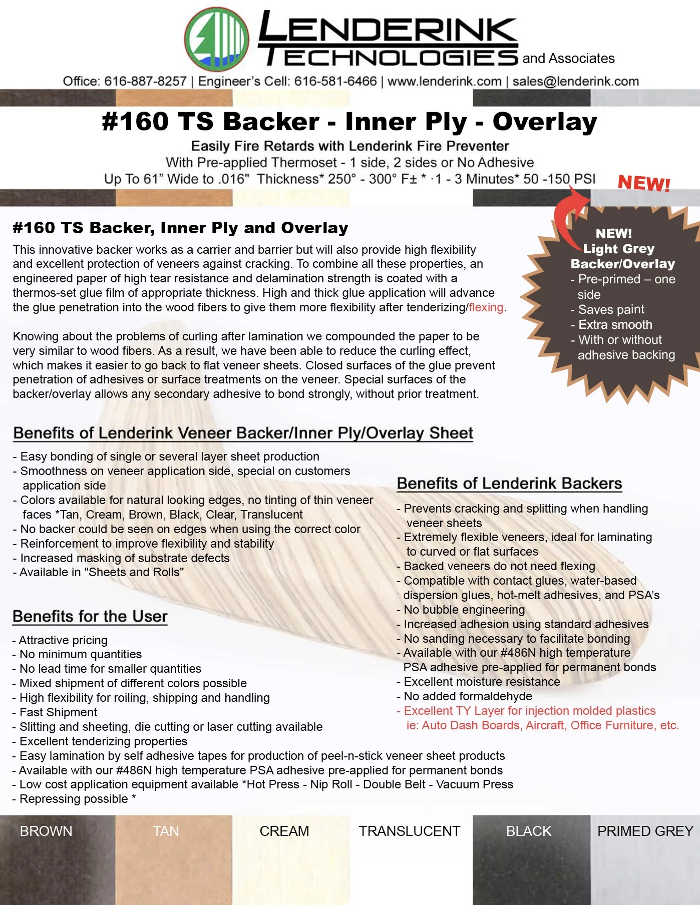 Brochure about our #160 TS Backer, innerply and overlay